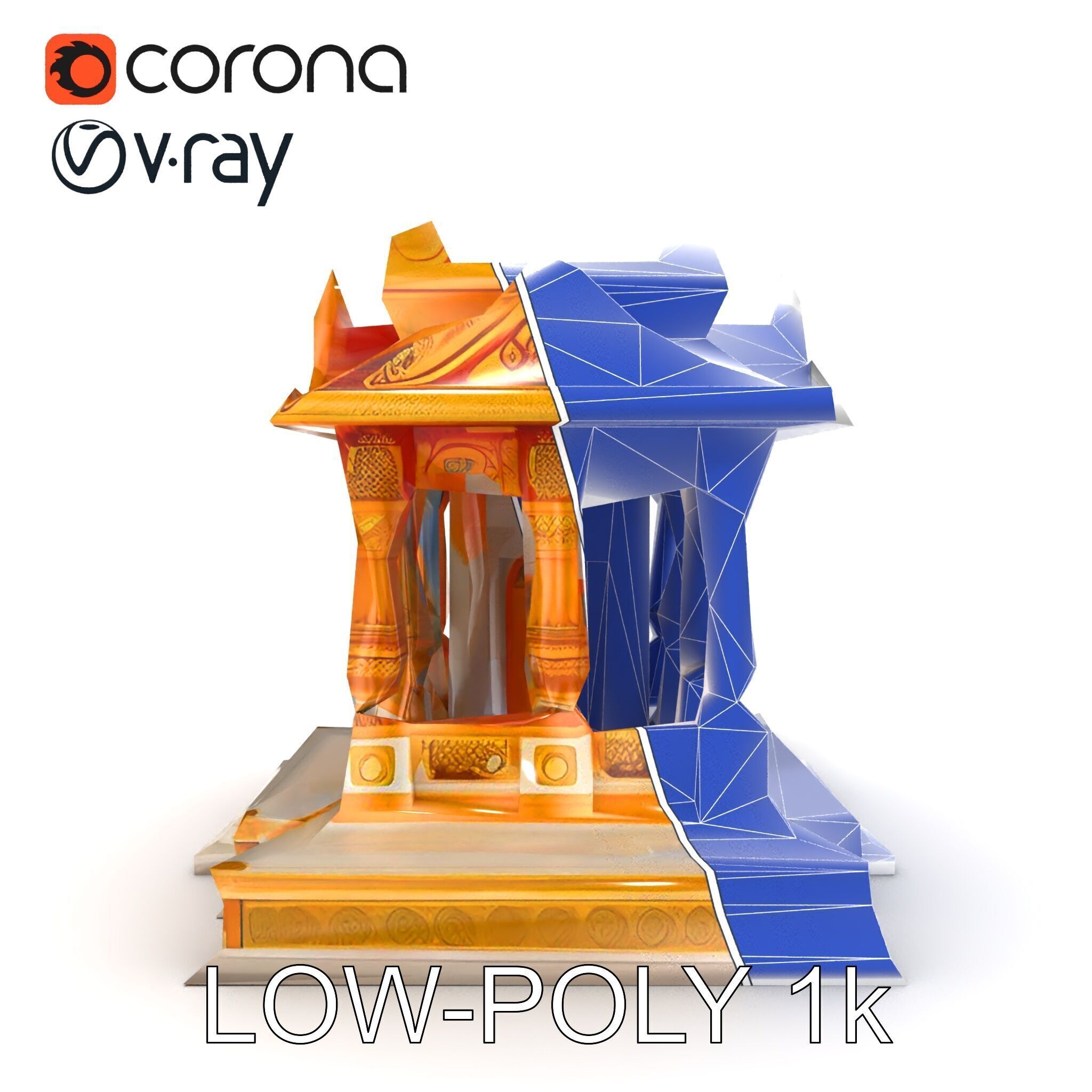 Golden Temple Decorative Architecture model pack Low-poly 3D model_28