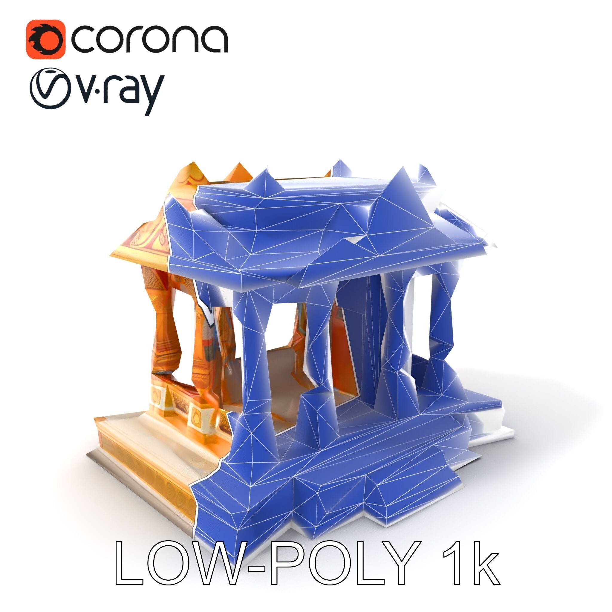 Golden Temple Decorative Architecture model pack Low-poly 3D model_7