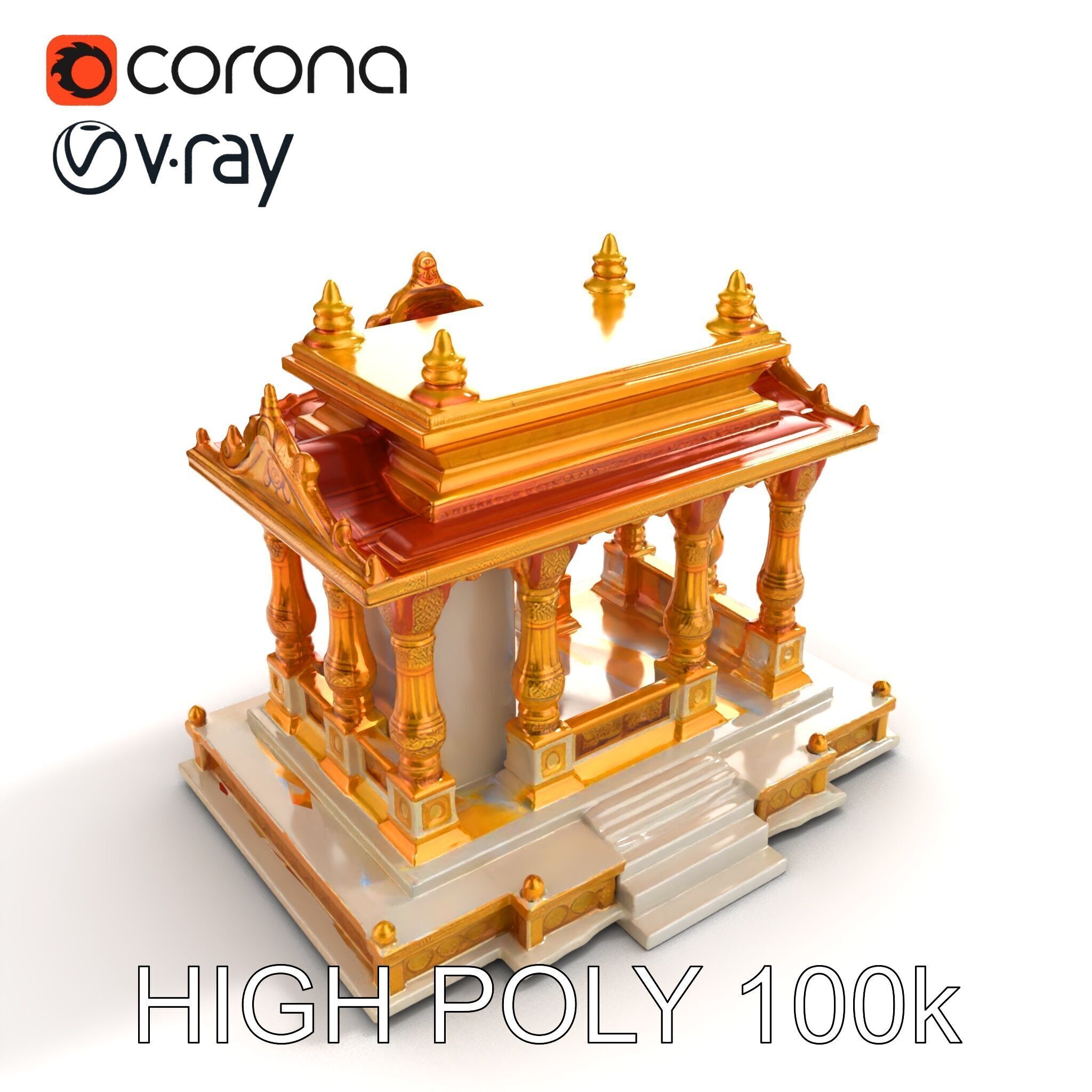 Golden Temple Decorative Architecture model pack Low-poly 3D model_18