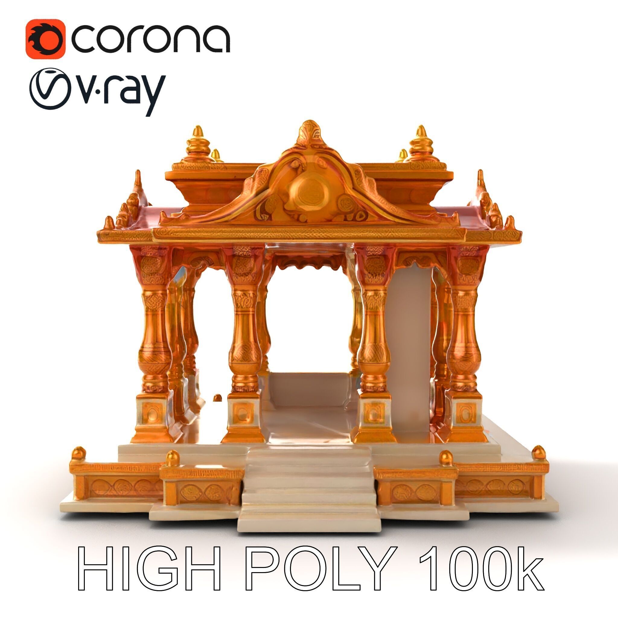 Golden Temple Decorative Architecture model pack Low-poly 3D model_16
