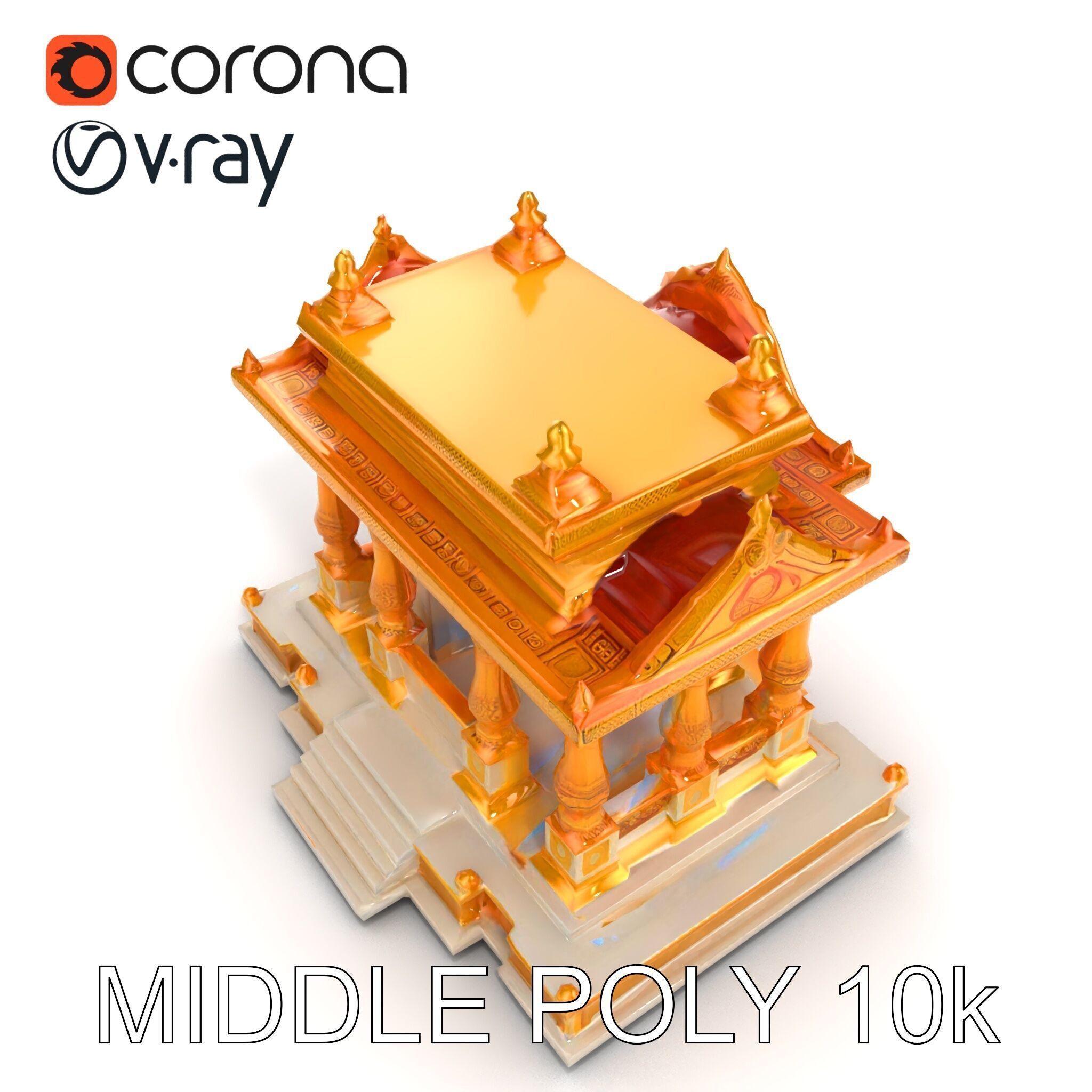 Golden Temple Decorative Architecture model pack Low-poly 3D model_15
