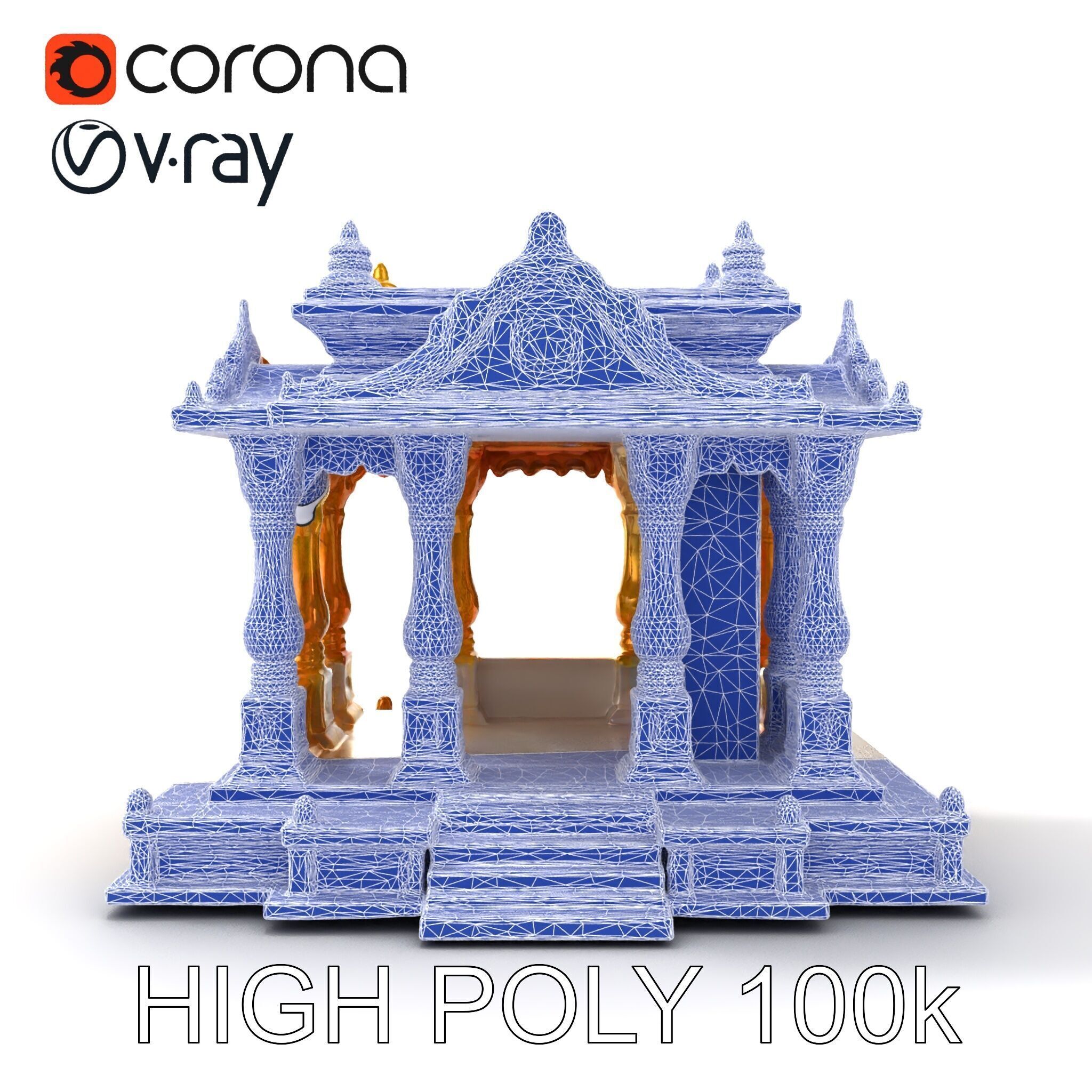 Golden Temple Decorative Architecture model pack Low-poly 3D model_27