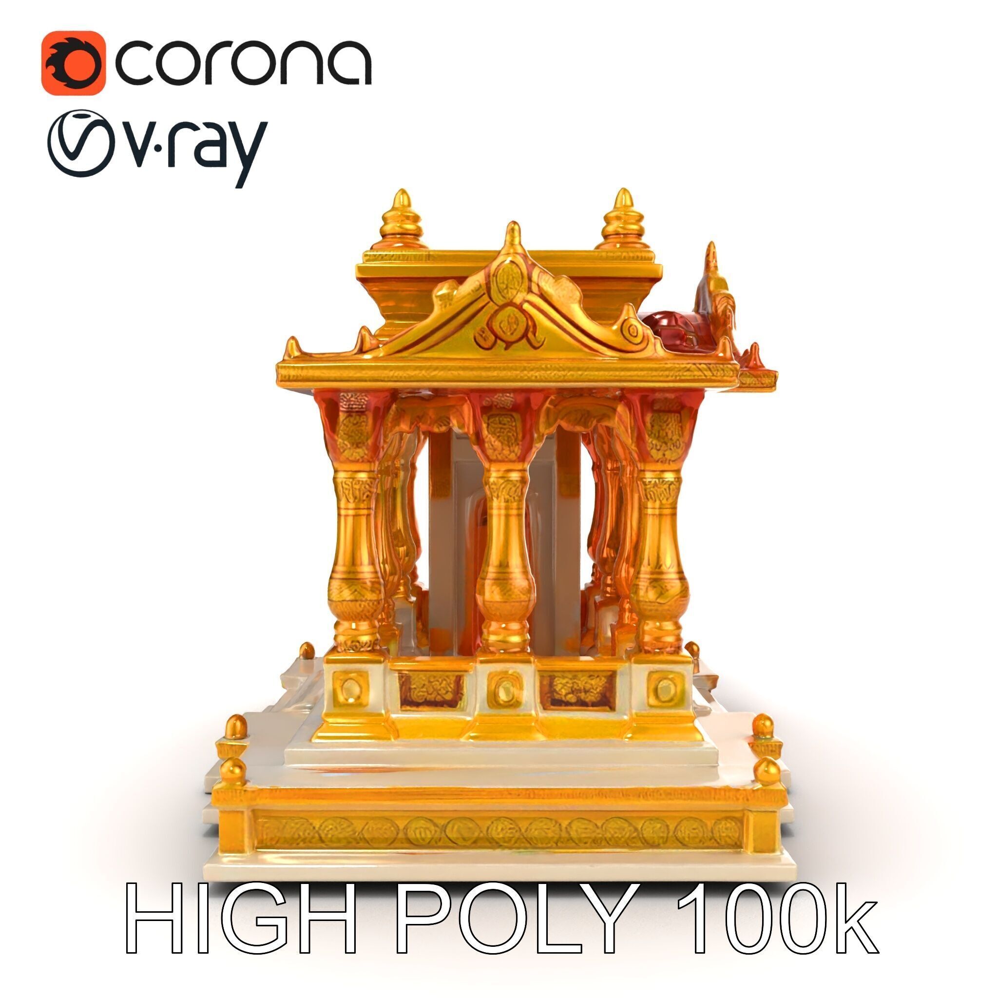 Golden Temple Decorative Architecture model pack Low-poly 3D model_30