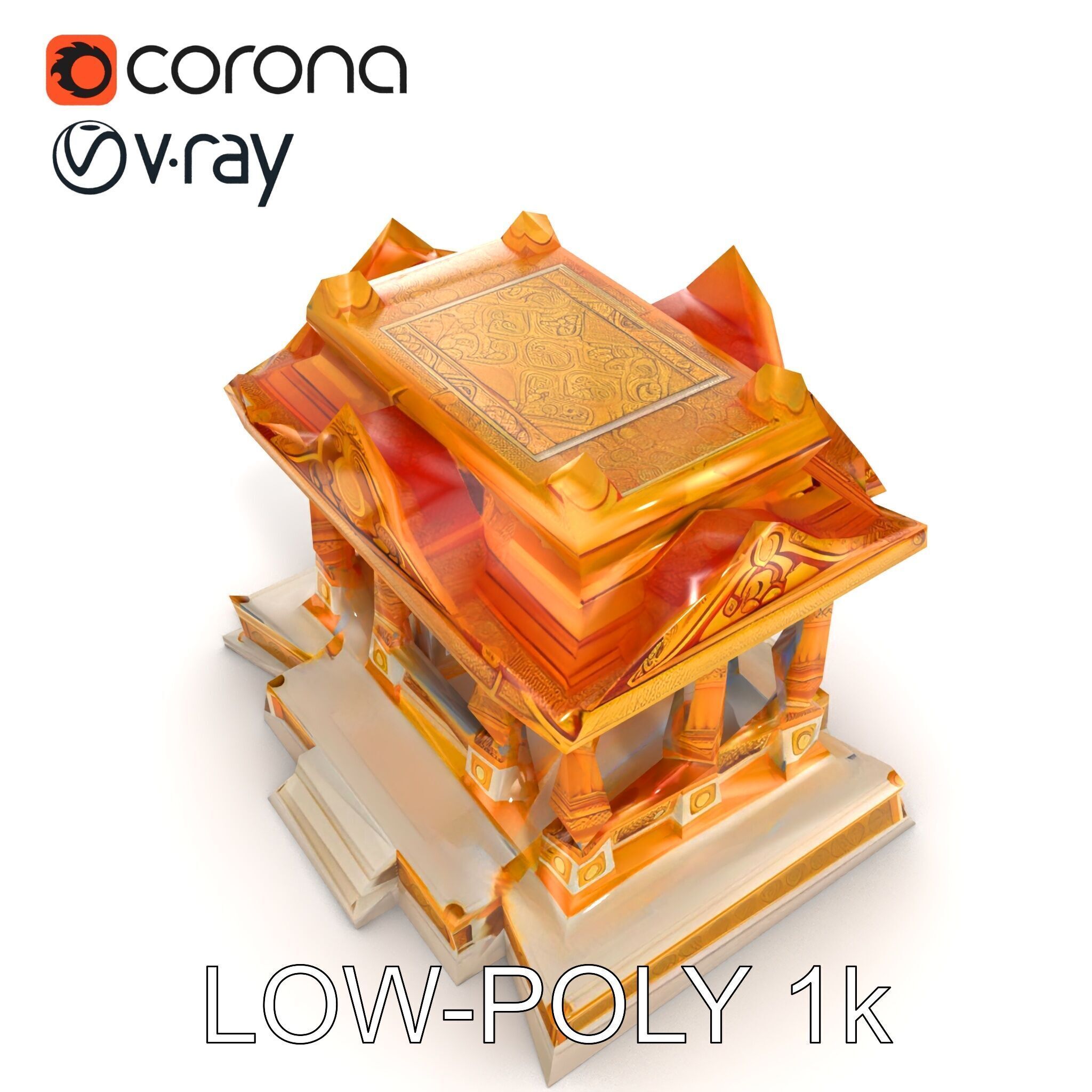 Golden Temple Decorative Architecture model pack Low-poly 3D model_31