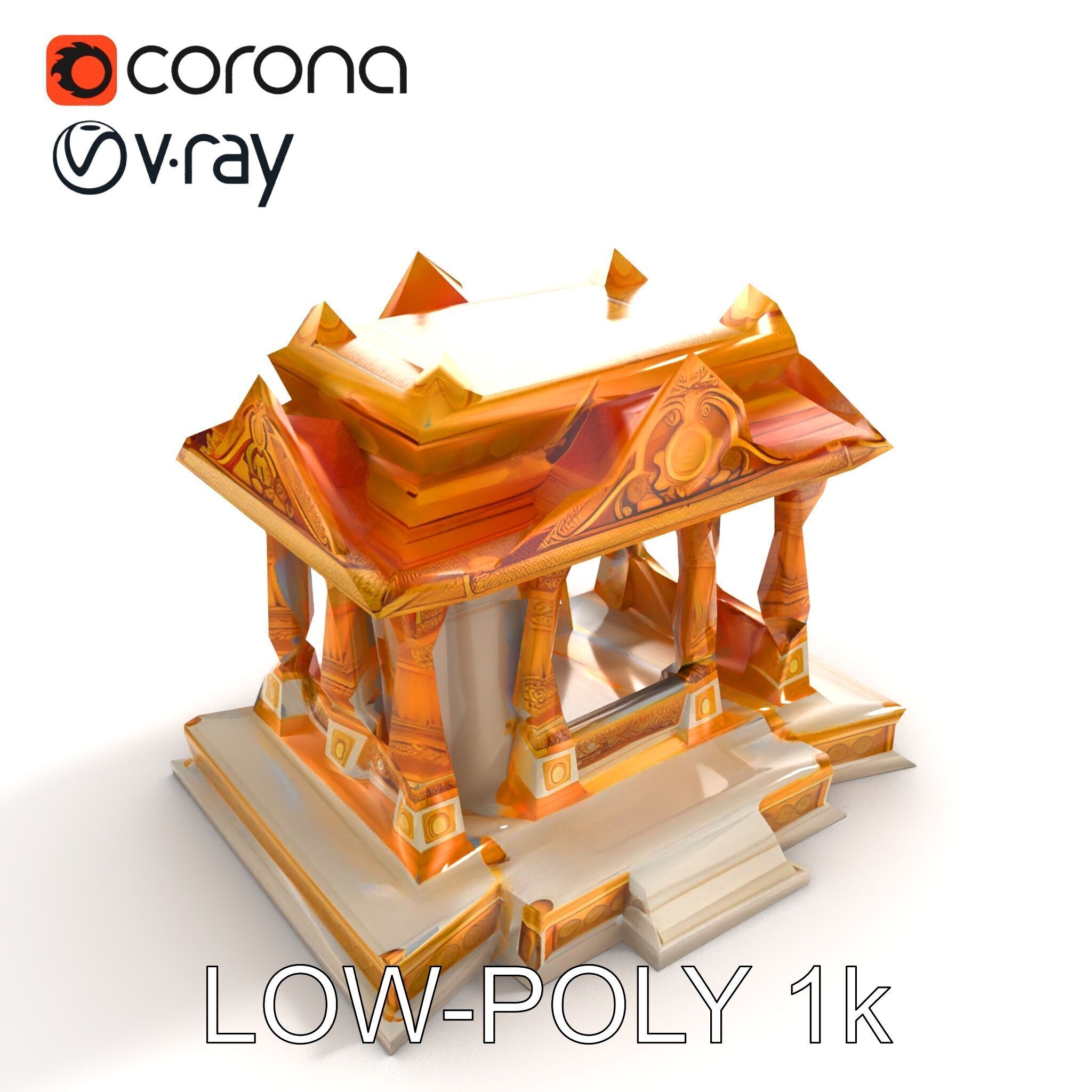 Golden Temple Decorative Architecture model pack Low-poly 3D model_9