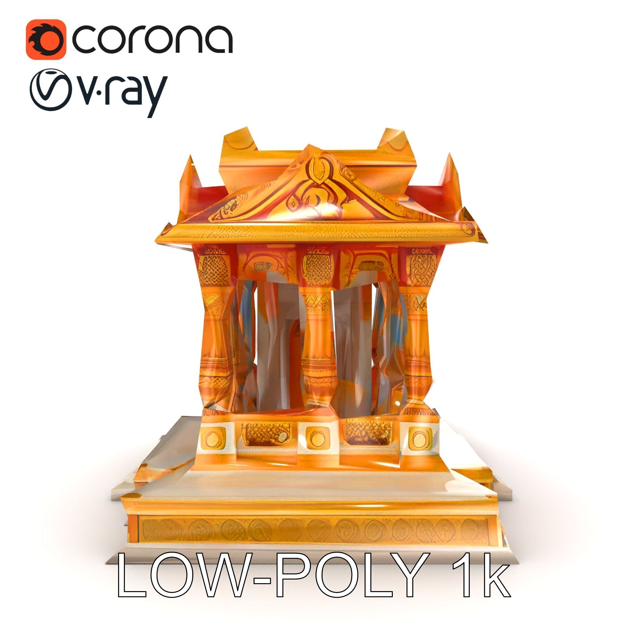 Golden Temple Decorative Architecture model pack Low-poly 3D model_20