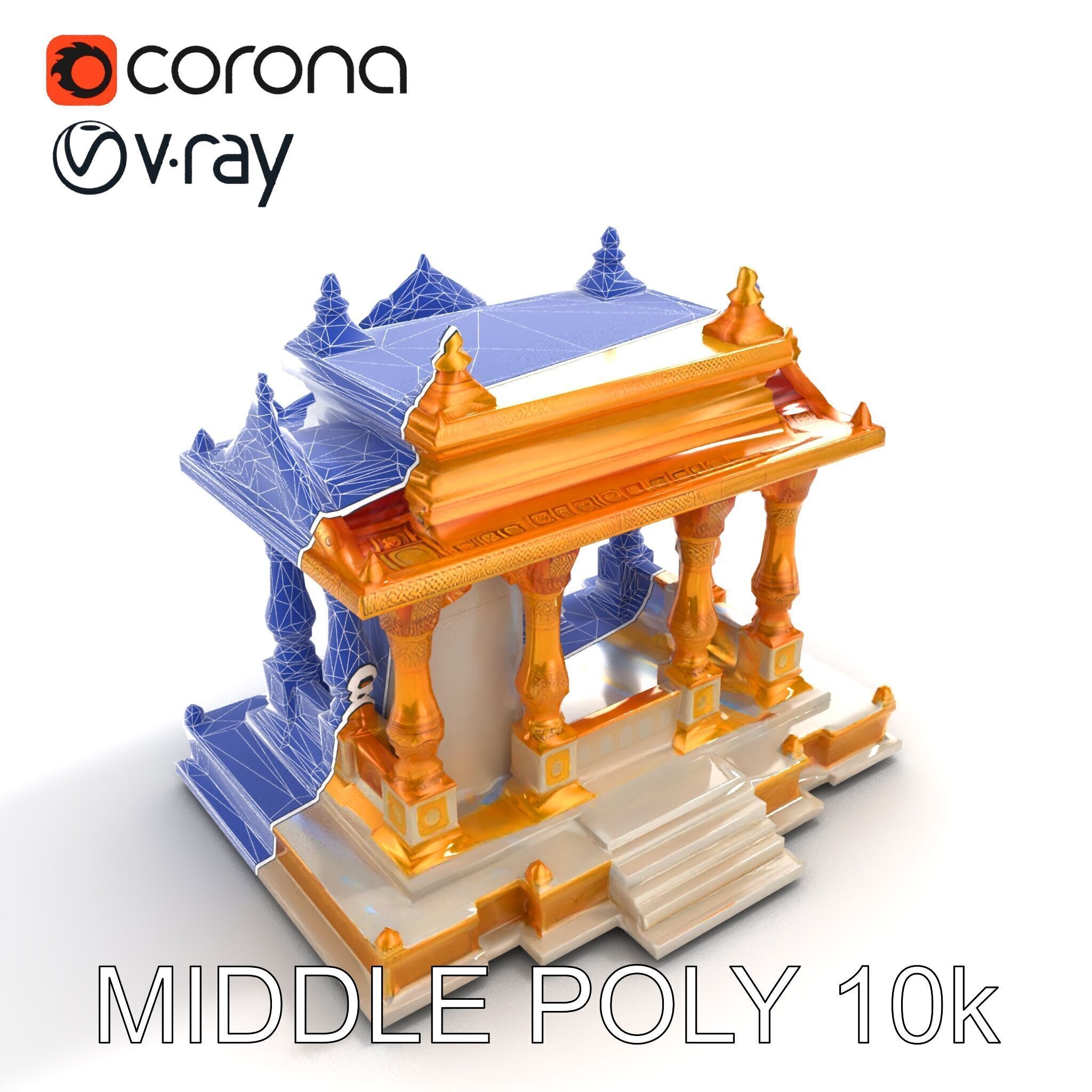 Golden Temple Decorative Architecture model pack Low-poly 3D model_22