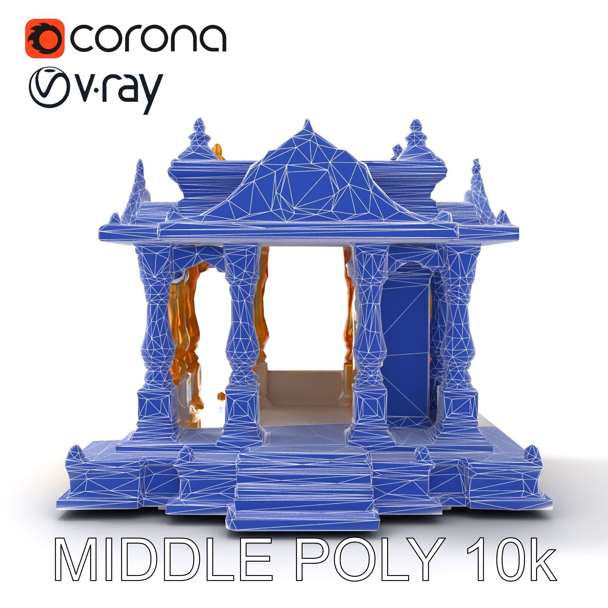 Golden Temple Decorative Architecture model pack Low-poly 3D model_12