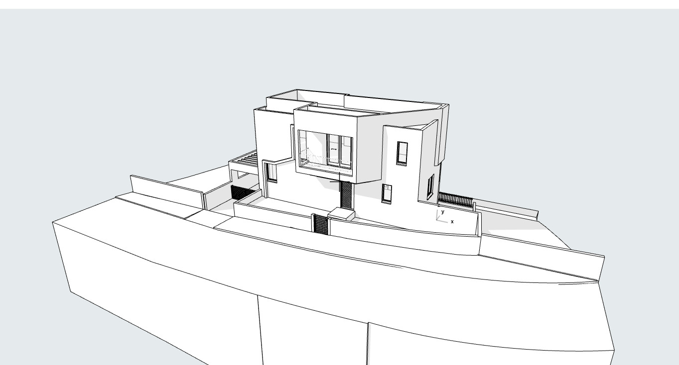 simple modern house on slanted road 3D model_6
