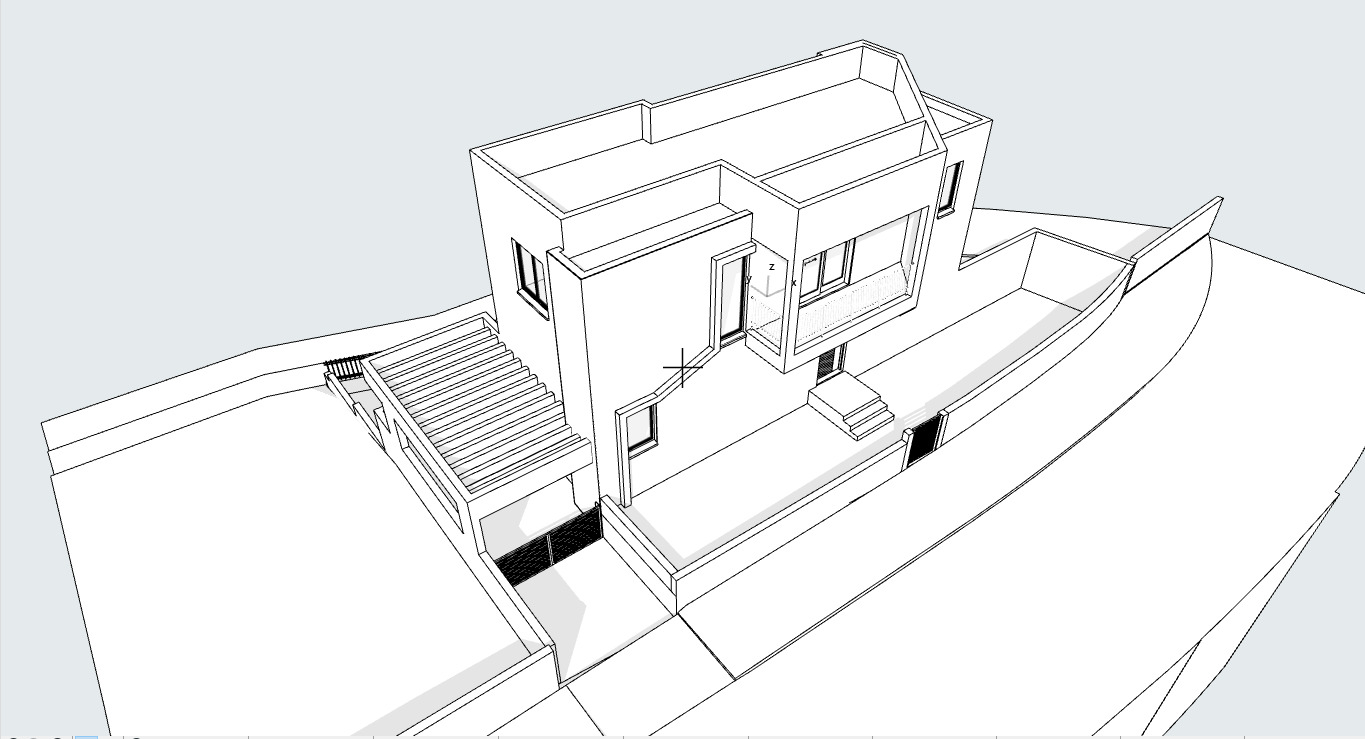 simple modern house on slanted road 3D model_8