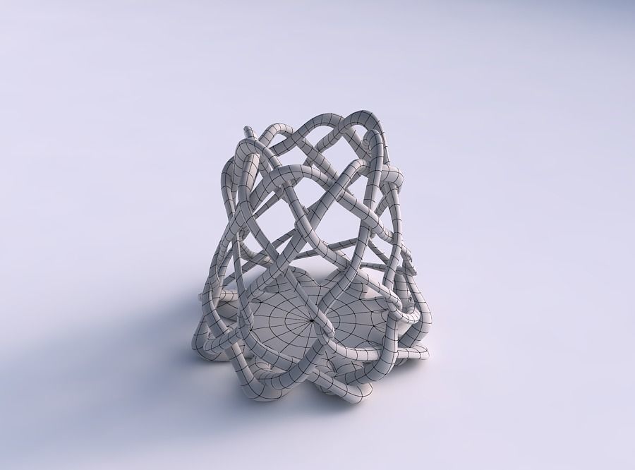 Bowl oval with interlacing lattice streched top 3D print model_5