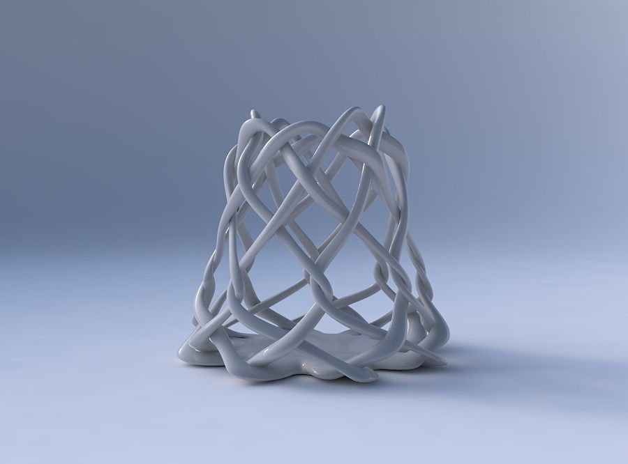 Bowl oval with interlacing lattice streched top 3D print model_4