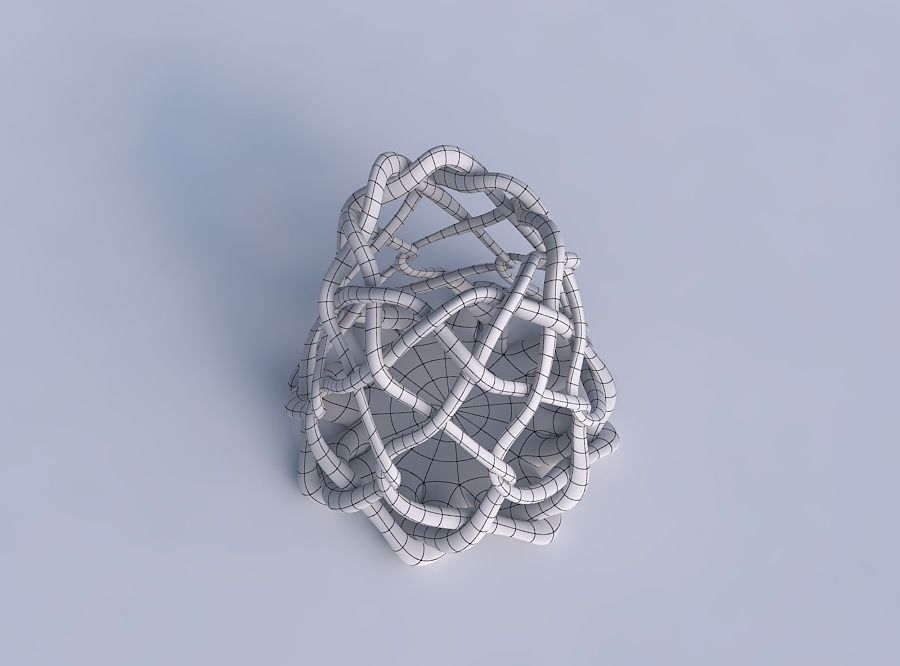 Bowl oval with interlacing lattice streched top 3D print model_6