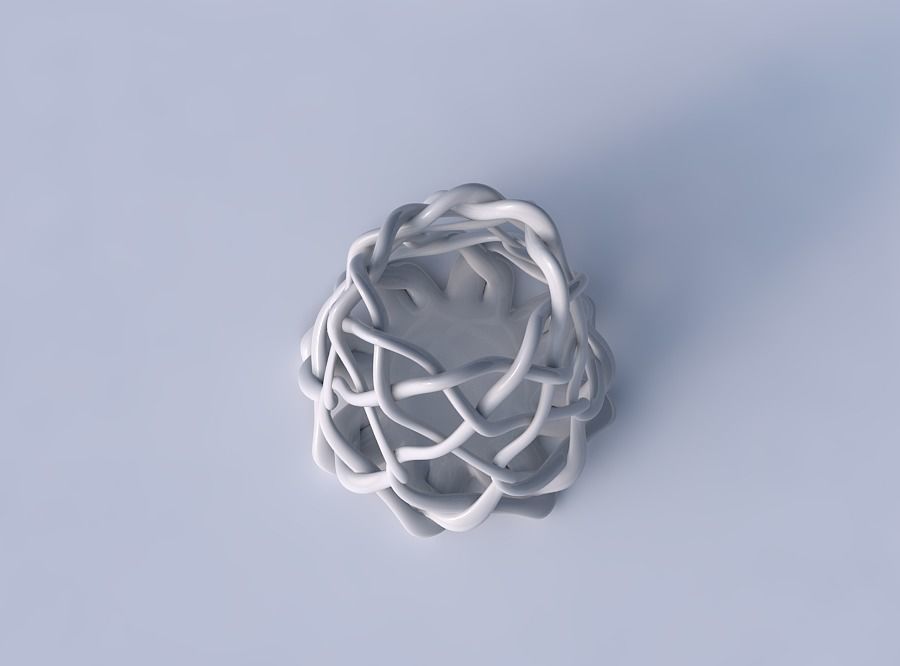 Bowl oval with interlacing lattice streched top 3D print model_2