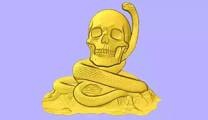 STL FILE CAVEIRA EM COBRA ENROLADA 3D model