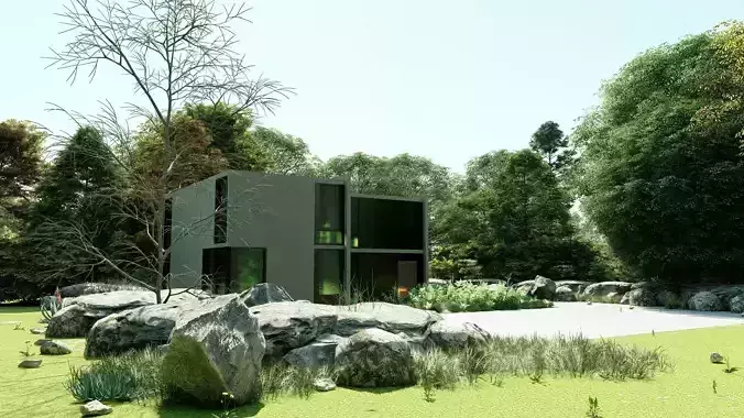 Forest villa-Casa Scene-Modern Villa 3D model