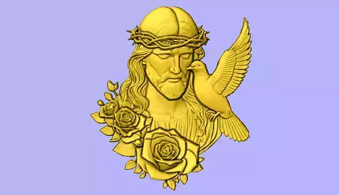 CRISTO POMBA E ROSAS 3D print model