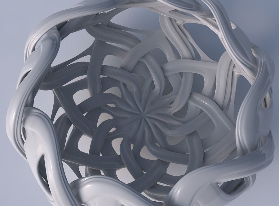 Bowl flared with interlacing lattice and extruded lines squeezed 3D print model_2