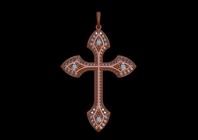 Diamond Cross Pendant 3D print model_1