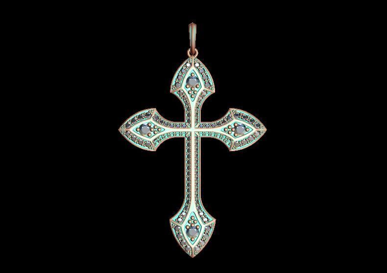 Diamond Cross Pendant 3D print model_6