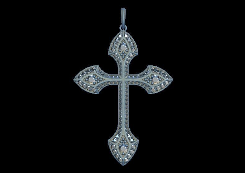 Diamond Cross Pendant 3D print model_10