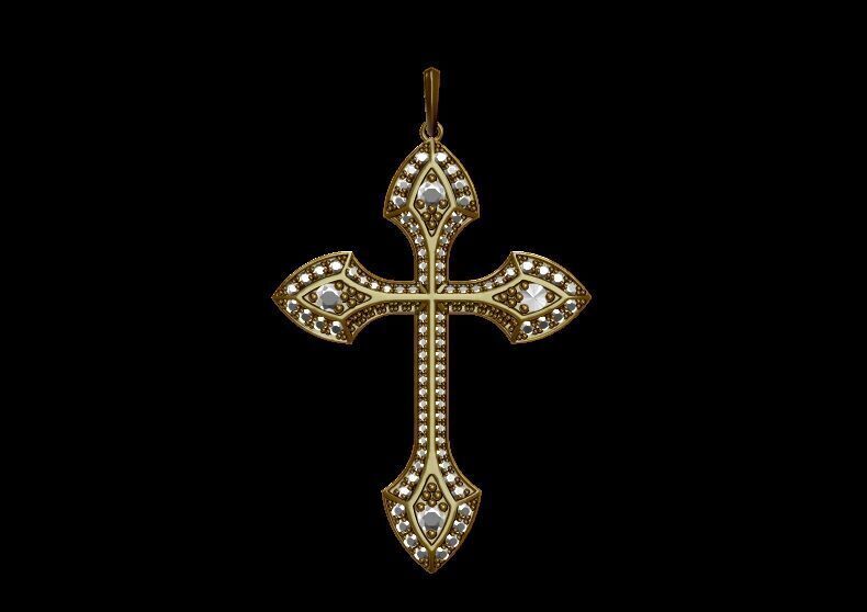 Diamond Cross Pendant 3D print model_3