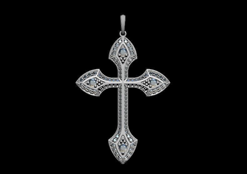 Diamond Cross Pendant 3D print model_7