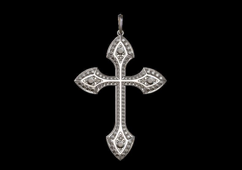 Diamond Cross Pendant 3D print model_5
