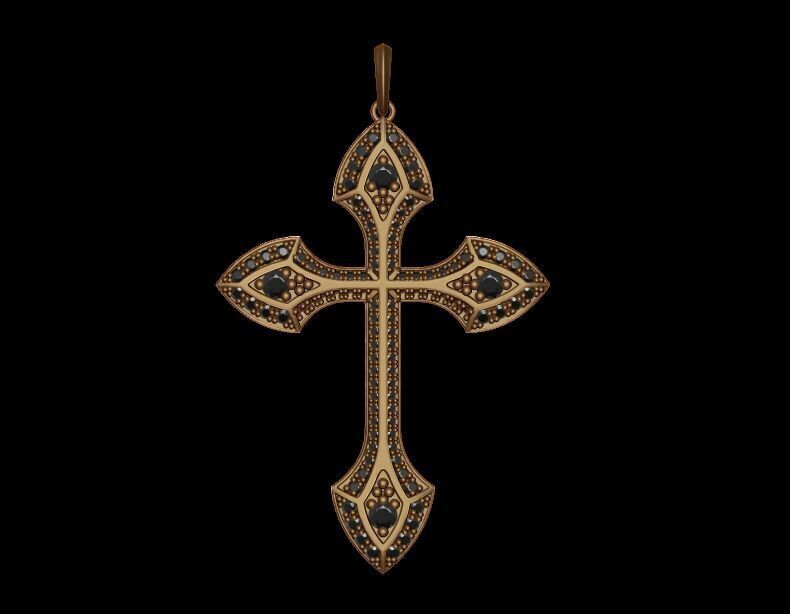 Diamond Cross Pendant 3D print model_2