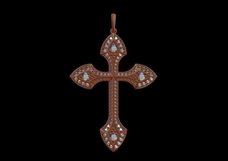 Diamond Cross Pendant 3D print model_8