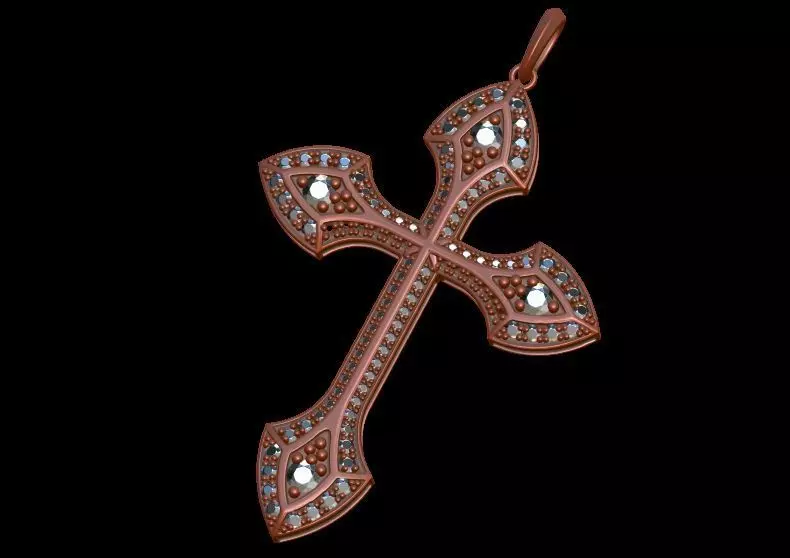 Diamond Cross Pendant 3D print model_0