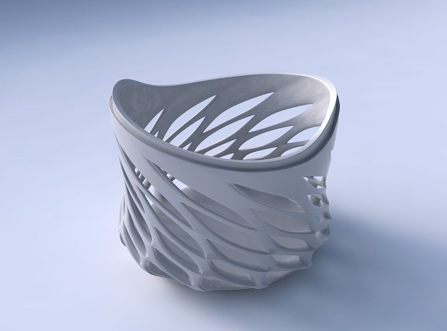 Bowl extra wide with smooth beveled cuts and extruded top twi... 3D print model_3