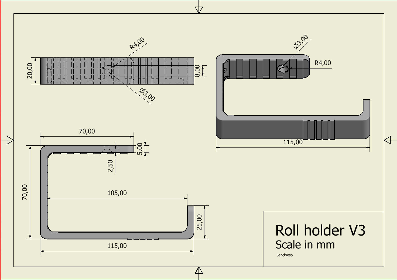 Roll Holder V3 - 3D Printable Toilet Paper Holder 3D print model_2