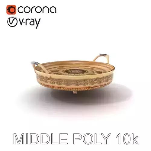 Engraved Artisan Metal Coffee Tray model pack Low-poly 3D model