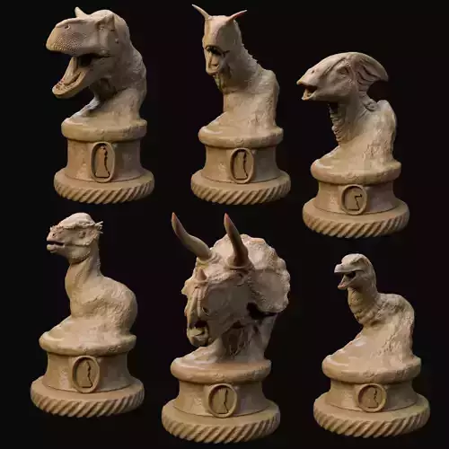 Dinosaur chess set - pre supported