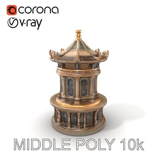 Intricate Drum Tower Architectural model pack Low-poly 3D model