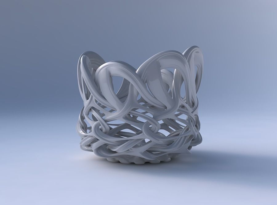 Bowl flared with interlacing lattice and extruded lines strec... 3D print model_4