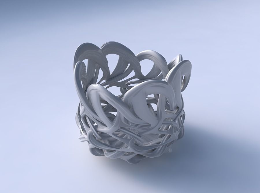 Bowl flared with interlacing lattice and extruded lines strec... 3D print model_3