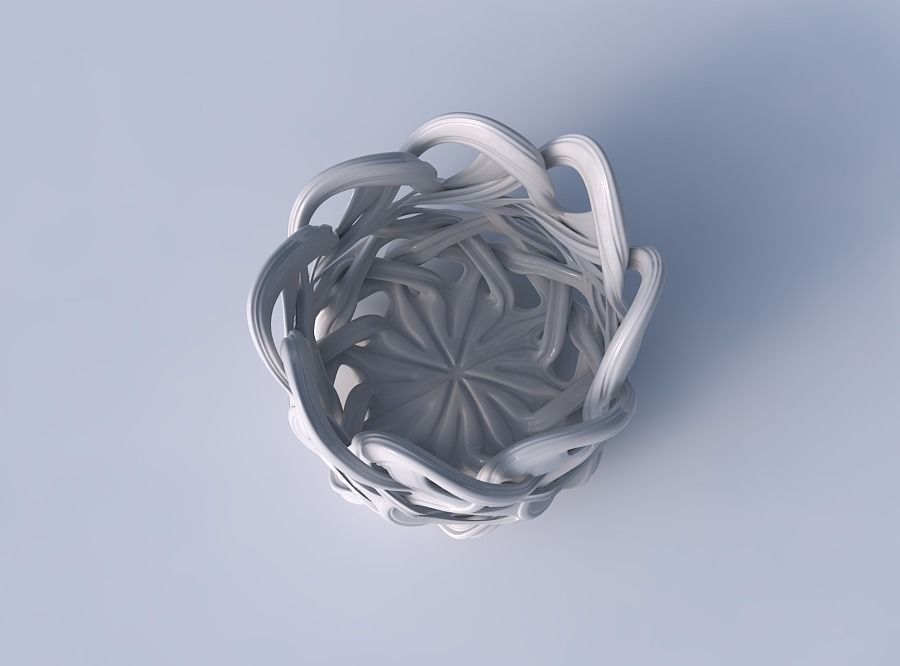 Bowl flared with interlacing lattice and extruded lines strec... 3D print model_2