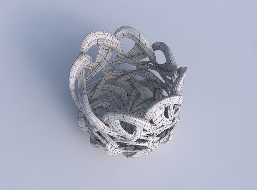 Bowl flared with interlacing lattice and extruded lines strec... 3D print model_6