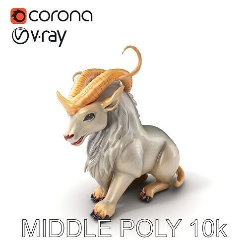 Mythical Beast Horned Creature model pack Low-poly 3D model
