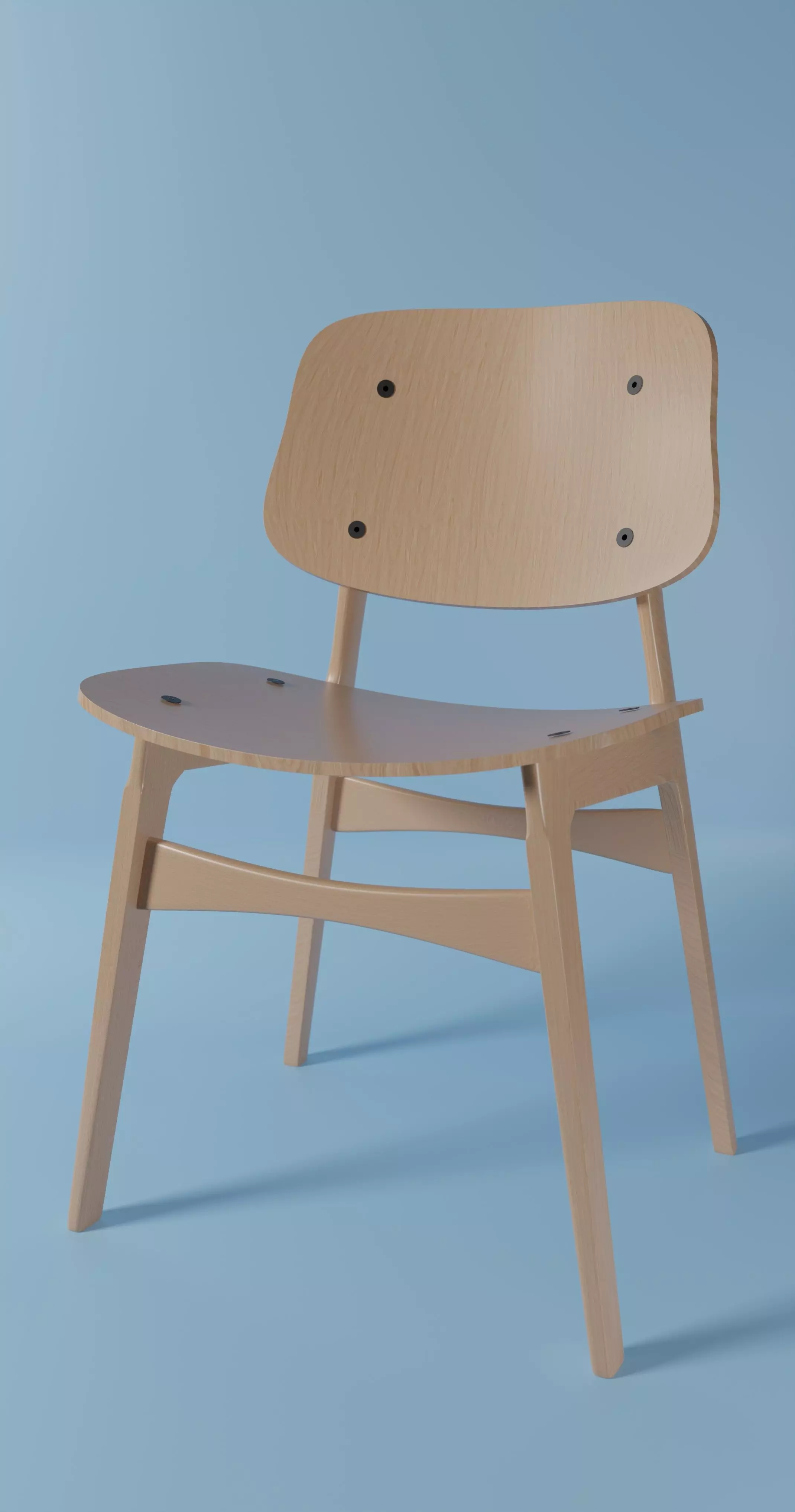 High-Poly Realistic Wooden Chair 3D Model Free 3D model