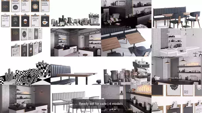 Ready set for cafe 3D Model Collection