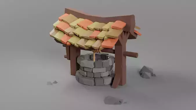 3D Low-Poly Stone Well