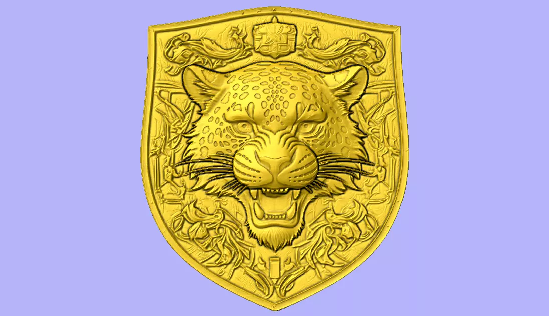 ESCUDO COM CABECA DE ONCA 3D model_0