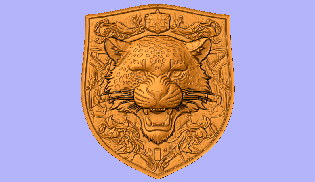 ESCUDO COM CABECA DE ONCA 3D model_1