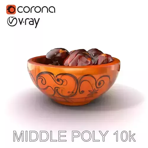 Intricate Carved Date Bowl Sculpture Model Pack Low-poly 3D model
