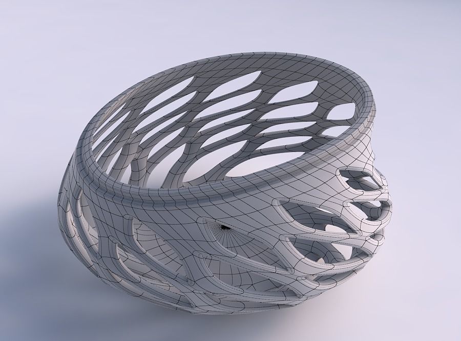 Bowl extra wide with smooth beveled cuts and extruded top str... 3D print model_5
