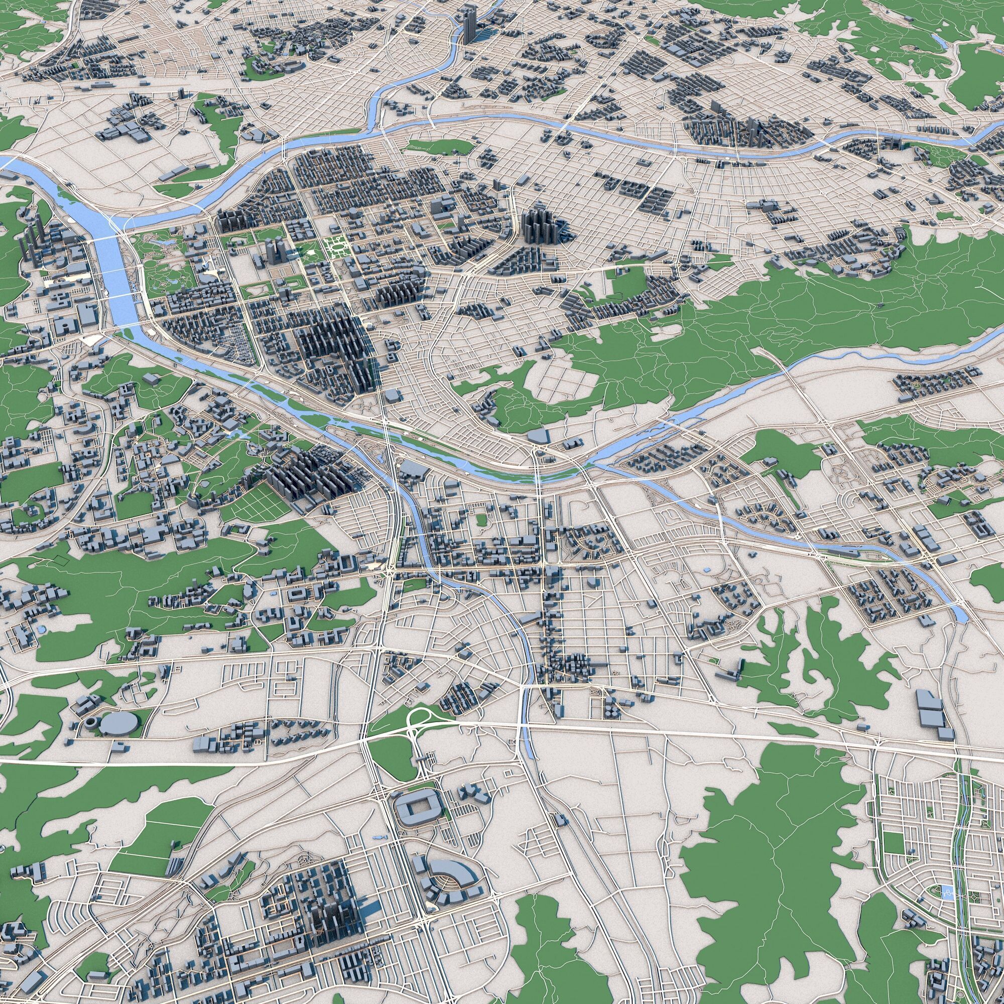 Daejeon City South Korea 3D model_6