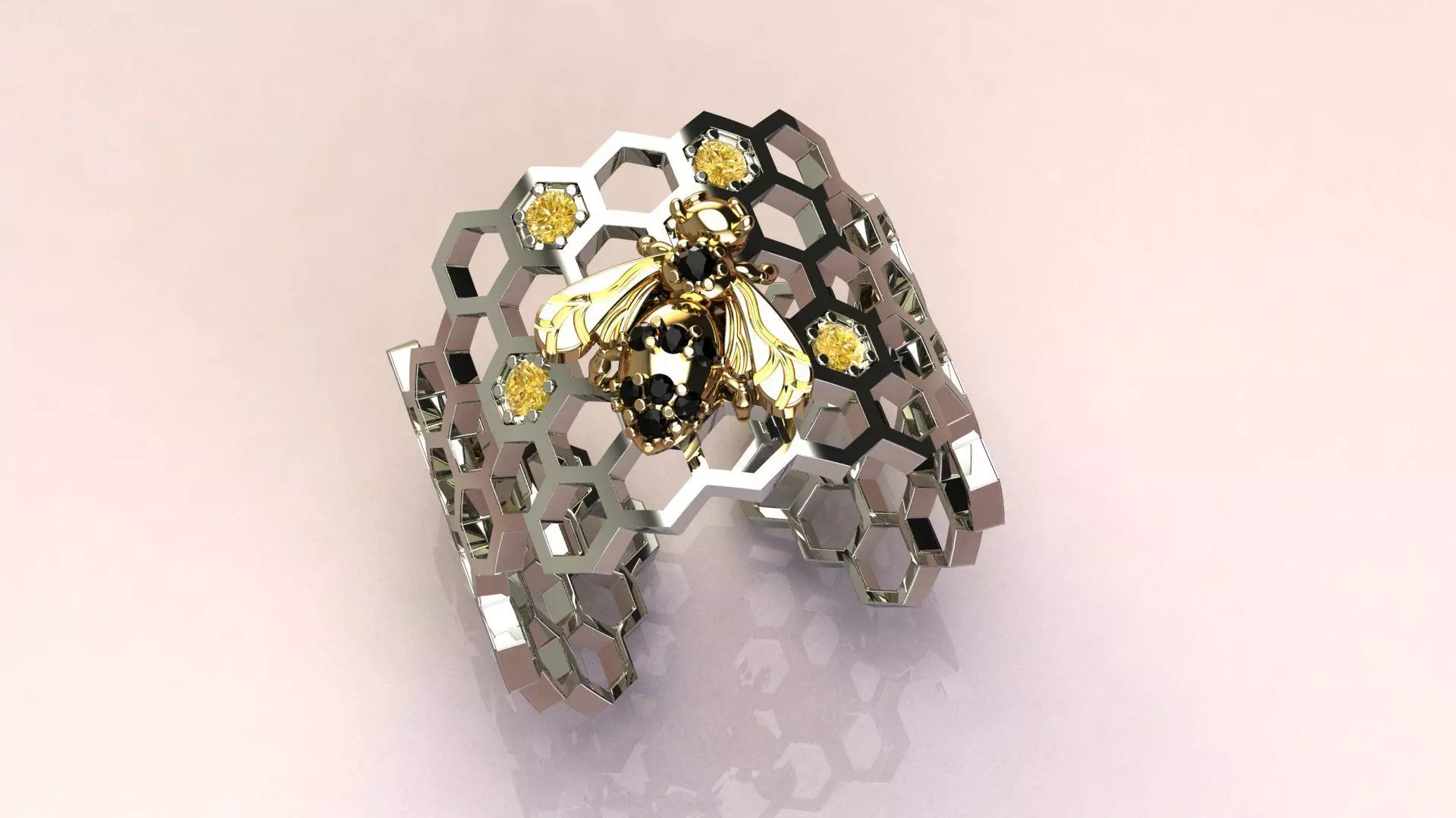 Beehive Ring 3D print model_0